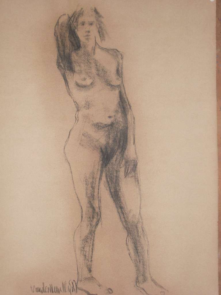 Figuurschets / houtskool op Ingres papier