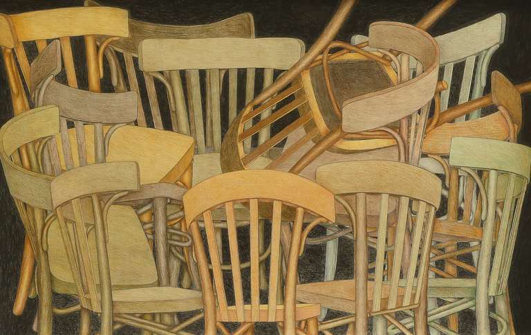 Een Laatse Avondmaal / Stoelen / kleurpotlood op papier / 1.70 m x 1.07 m